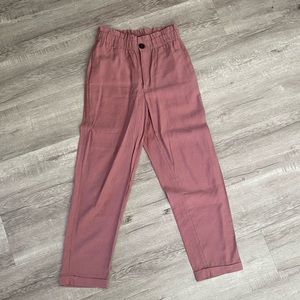 Zara pink paper bag ankle pants.💗
